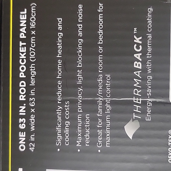 Eclipse Black out curtain panel  42" wide × 63" long rod pocket white - Picture 2 of 4